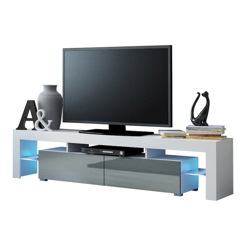 Meuble TV moderne Milano 200 de 79 pouces avec lumières LED 16 couleurs