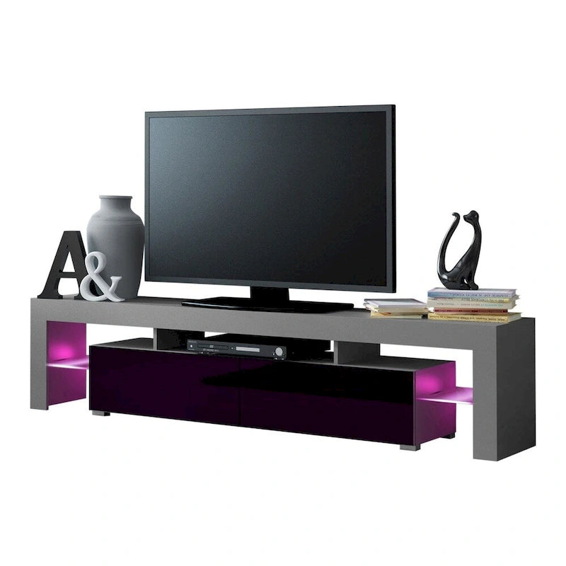 Meuble TV moderne Milano 200 de 79 pouces avec lumières LED 16 couleurs