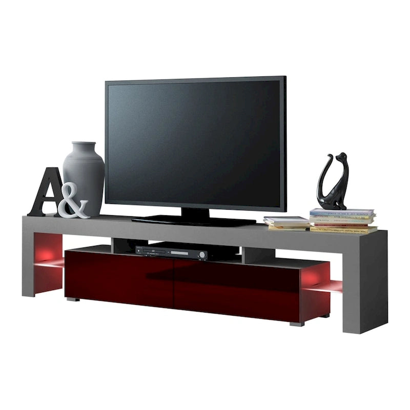 Meuble TV moderne Milano 200 de 79 pouces avec lumières LED 16 couleurs