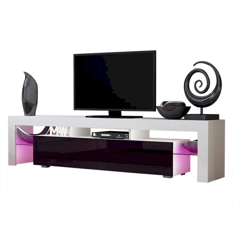Meuble TV moderne Milano 200 de 79 pouces avec lumières LED 16 couleurs