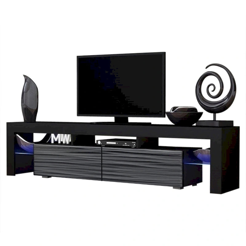 Meuble TV moderne Milano 200 de 79 pouces avec lumières LED 16 couleurs