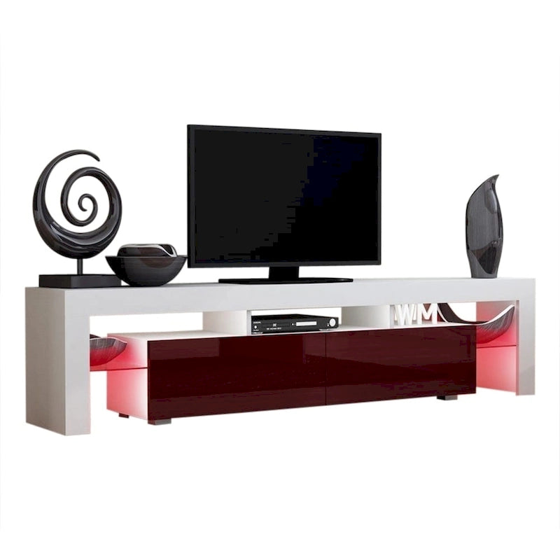 Meuble TV moderne Milano 200 de 79 pouces avec lumières LED 16 couleurs