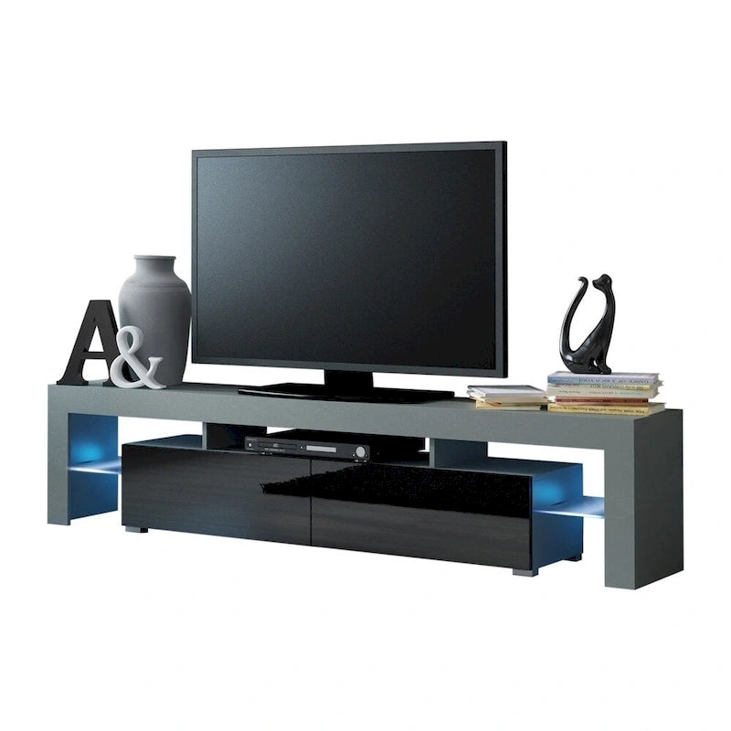 Meuble TV moderne Milano 200 de 79 pouces avec lumières LED 16 couleurs