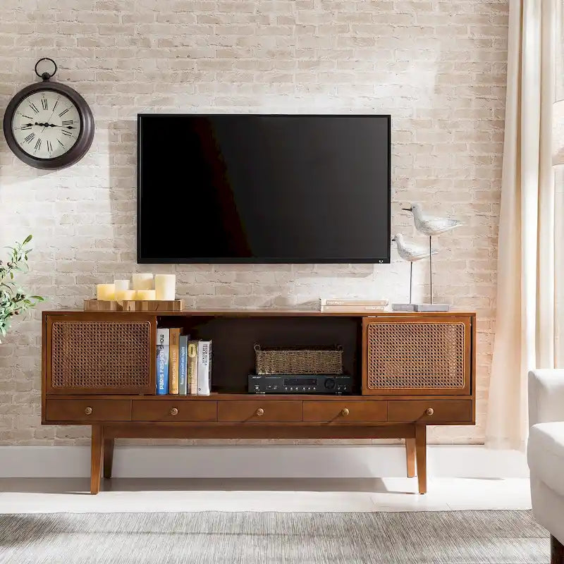 Meuble TV console multimédia SEI Furniture, style moderne du milieu du siècle, pour téléviseurs jusqu'à 68 po