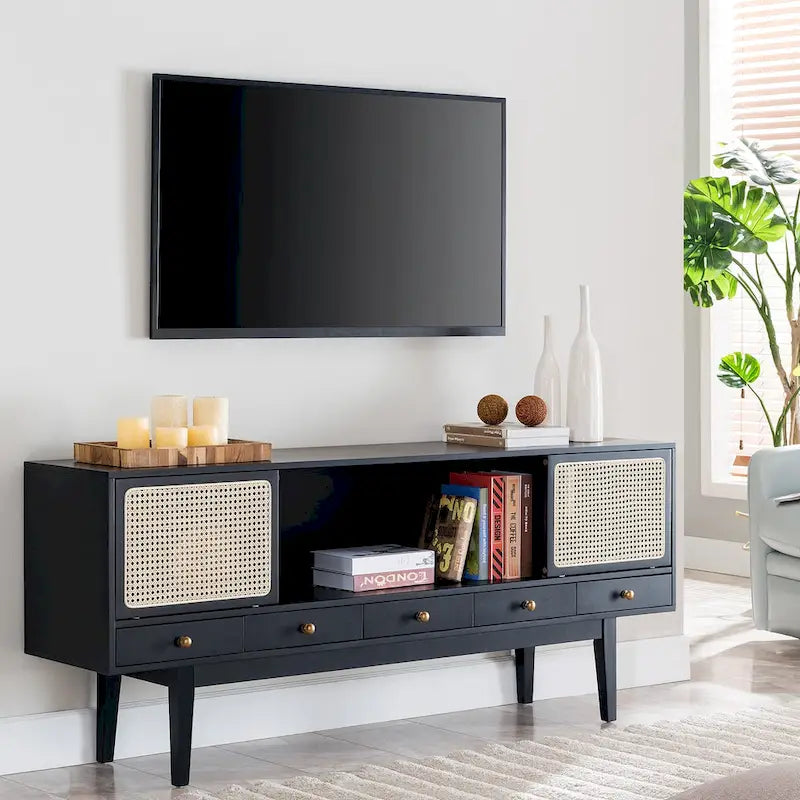 Meuble TV console multimédia SEI Furniture, style moderne du milieu du siècle, pour téléviseurs jusqu'à 68 po