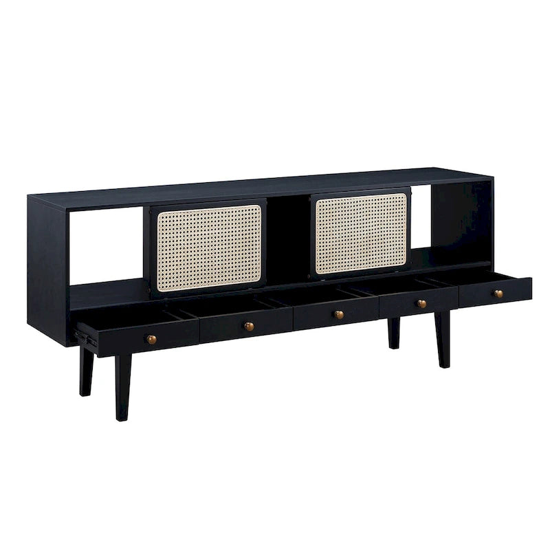 Meuble TV console multimédia SEI Furniture, style moderne du milieu du siècle, pour téléviseurs jusqu'à 68 po