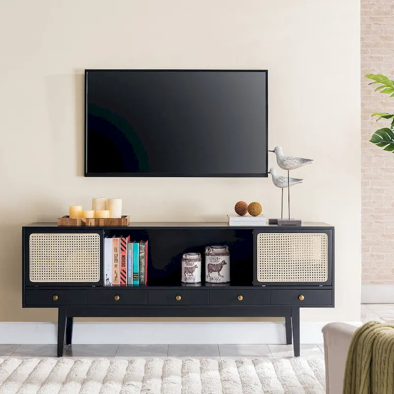 Meuble TV console multimédia SEI Furniture, style moderne du milieu du siècle, pour téléviseurs jusqu'à 68 po