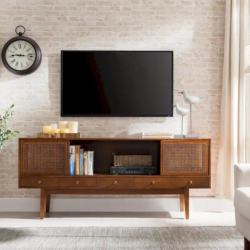 Meuble TV console multimédia SEI Furniture, style moderne du milieu du siècle, pour téléviseurs jusqu'à 68 po