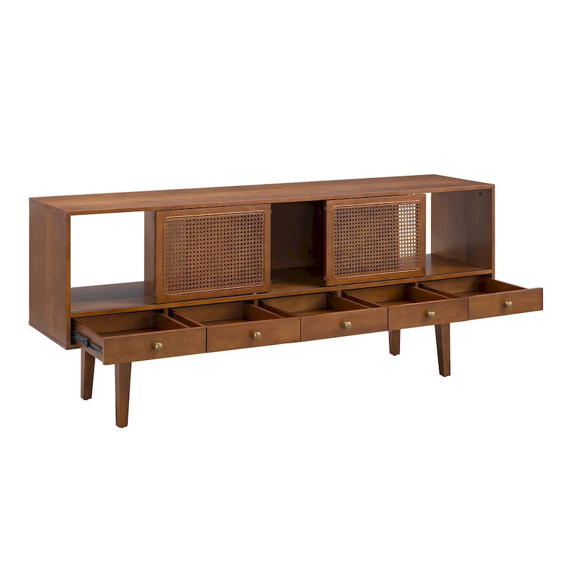 Meuble TV console multimédia SEI Furniture, style moderne du milieu du siècle, pour téléviseurs jusqu'à 68 po