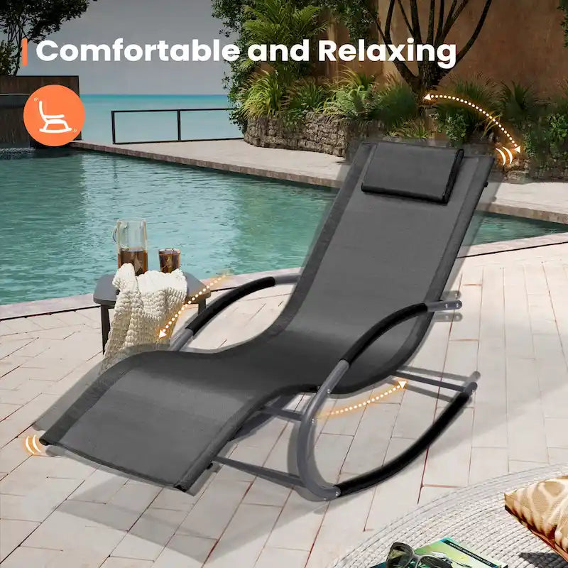 Pellebant Patio Rocking Chairs Chaise Lounge Chairs (Set of 2)