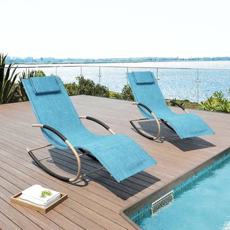 Pellebant Patio Rocking Chairs Chaise Lounge Chairs (Set of 2)