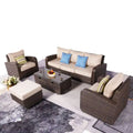 Canapé d'angle de patio 5 pièces avec table d'appoint de rangement