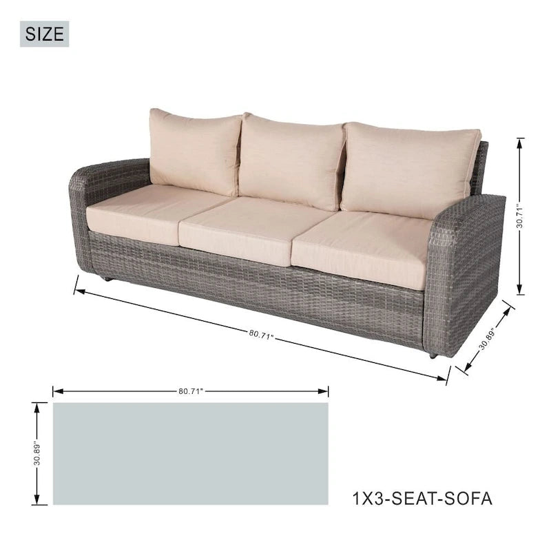 Canapé d'angle de patio 5 pièces avec table d'appoint de rangement