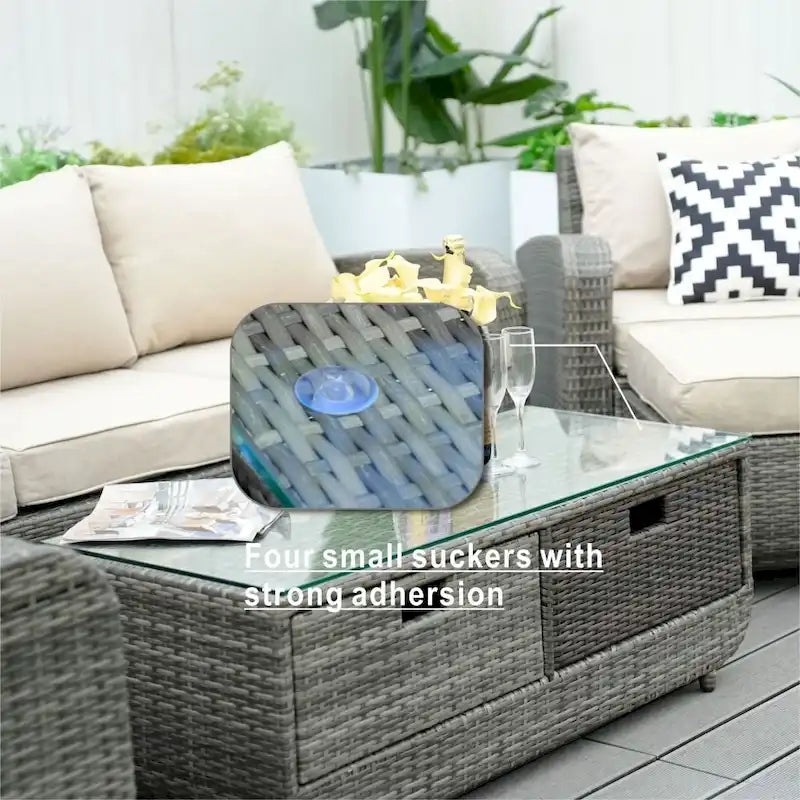 Canapé d'angle de patio 5 pièces avec table d'appoint de rangement