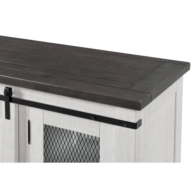 Meuble TV en bois massif de 65 po de large style campagnard rustique