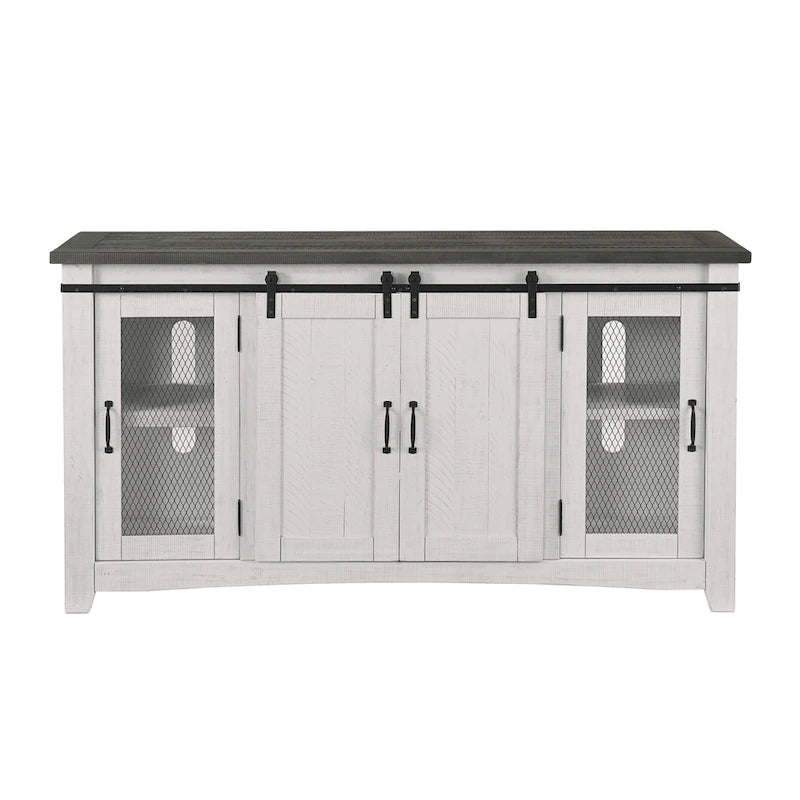 Meuble TV en bois massif de 65 po de large style campagnard rustique