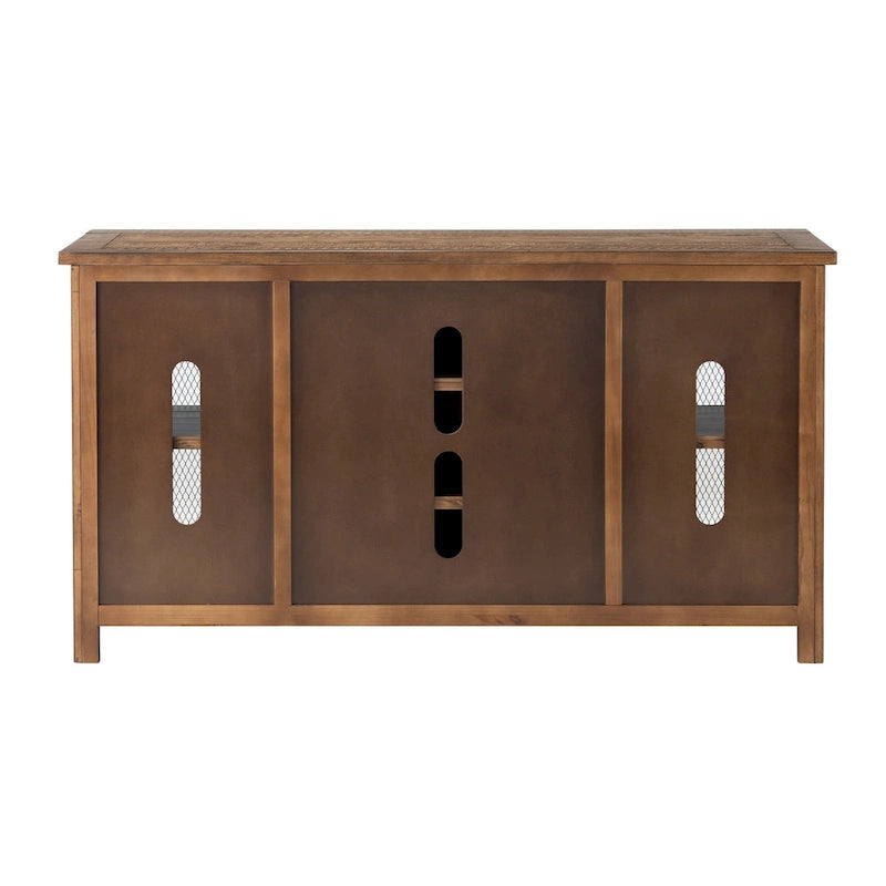Meuble TV en bois massif de 65 po de large style campagnard rustique