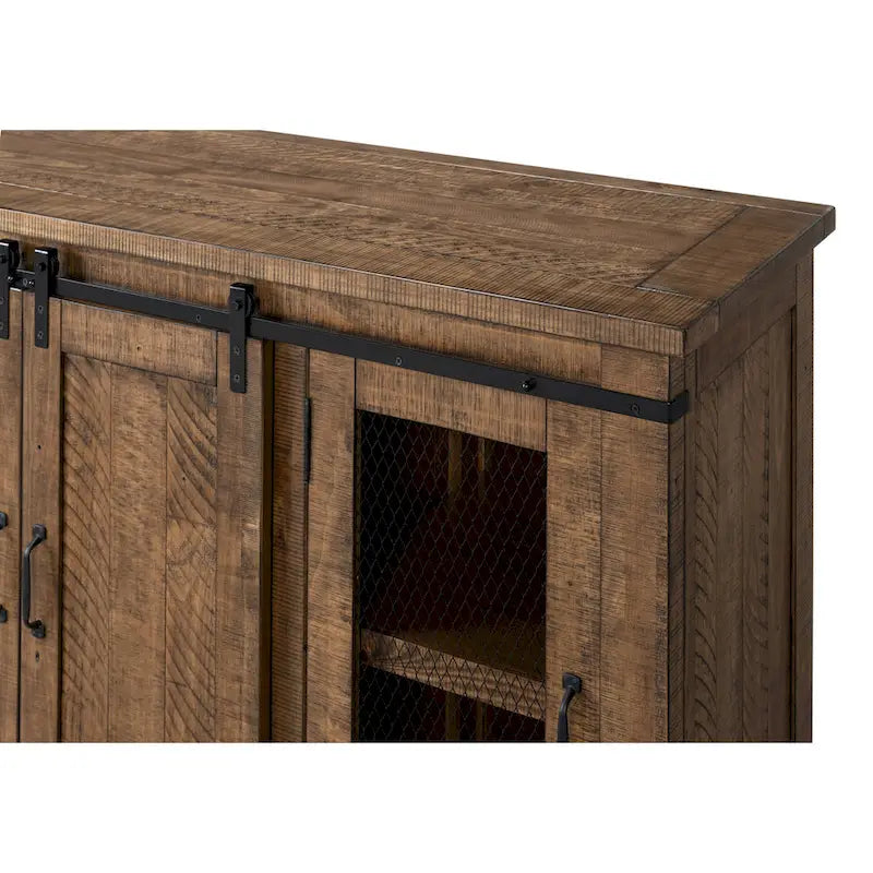 Meuble TV en bois massif de 65 po de large style campagnard rustique
