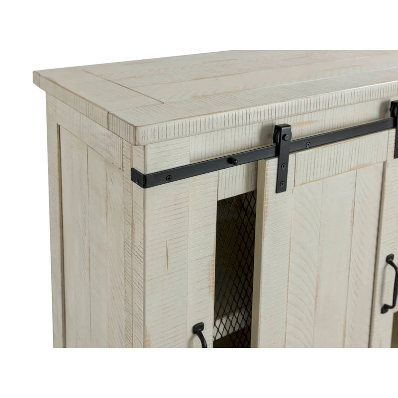 Meuble TV en bois massif de 65 po de large style campagnard rustique