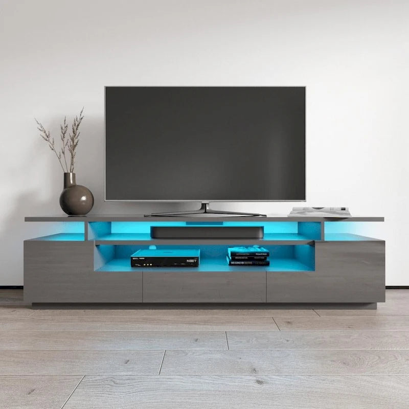 Meuble TV haute brillance Strick & Bolton Sparkes de 195 cm avec éclairage LED