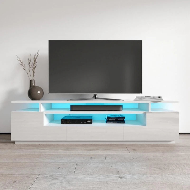 Meuble TV haute brillance Strick & Bolton Sparkes de 195 cm avec éclairage LED