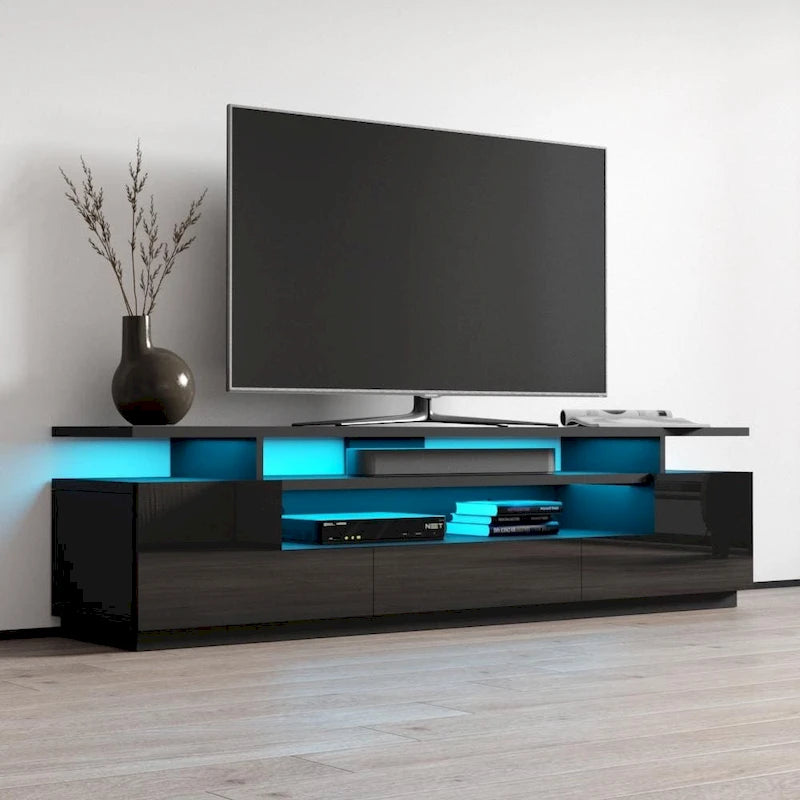Meuble TV haute brillance Strick & Bolton Sparkes de 195 cm avec éclairage LED