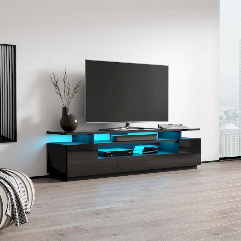Meuble TV haute brillance Strick & Bolton Sparkes de 195 cm avec éclairage LED