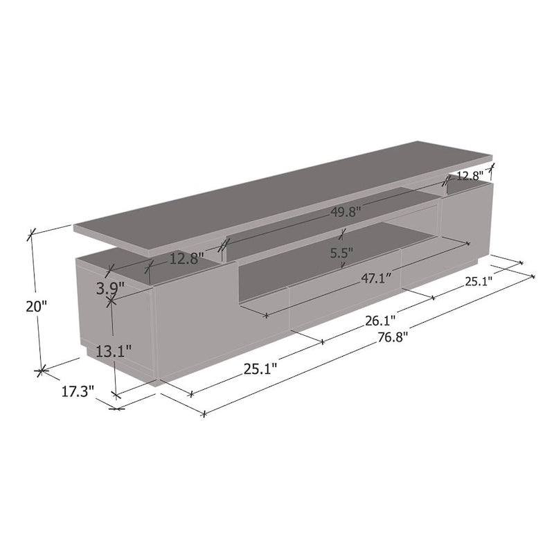 Meuble TV haute brillance Strick & Bolton Sparkes de 195 cm avec éclairage LED