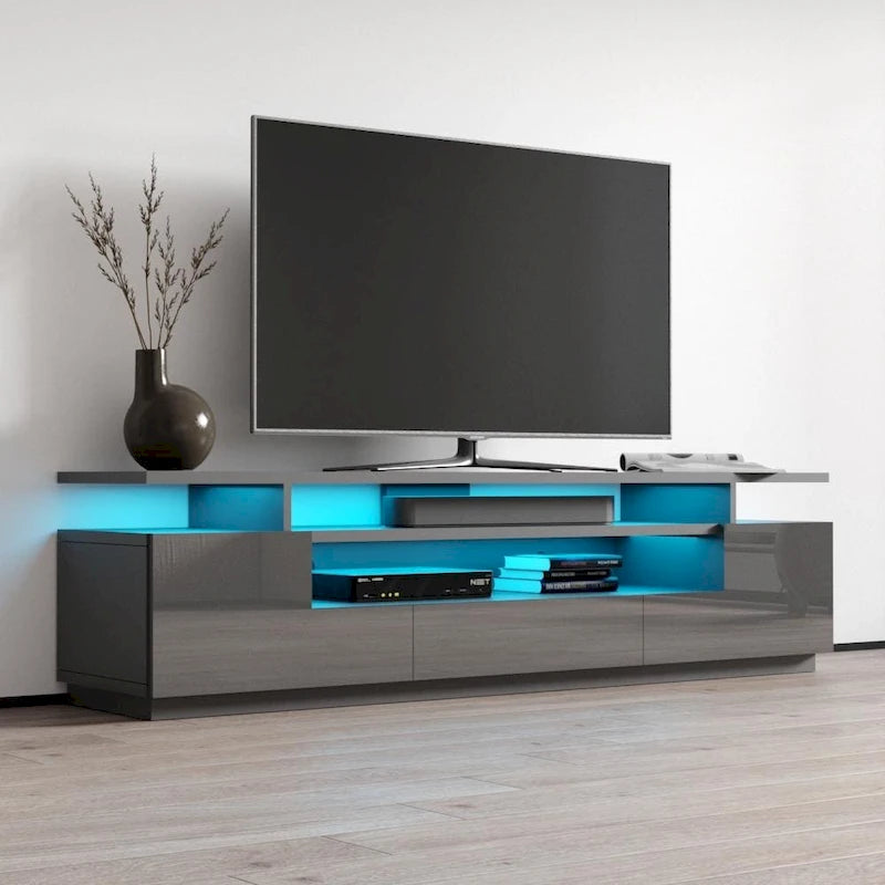 Meuble TV haute brillance Strick & Bolton Sparkes de 195 cm avec éclairage LED