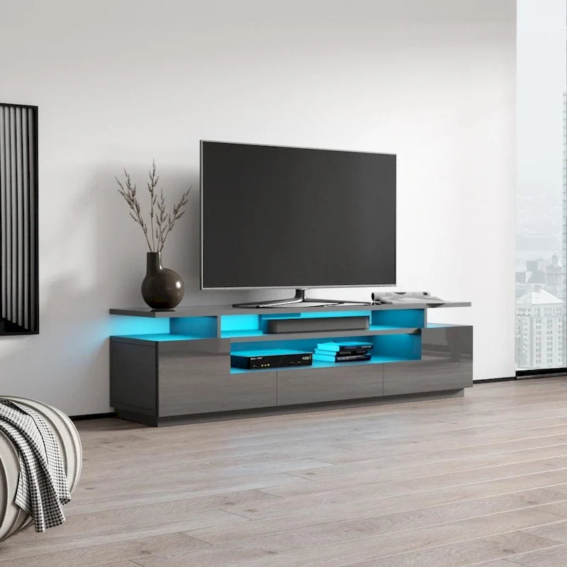 Meuble TV haute brillance Strick & Bolton Sparkes de 195 cm avec éclairage LED