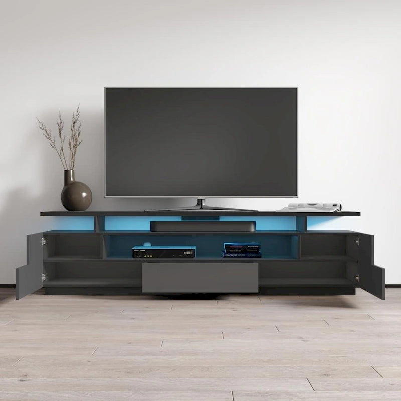 Meuble TV haute brillance Strick & Bolton Sparkes de 195 cm avec éclairage LED