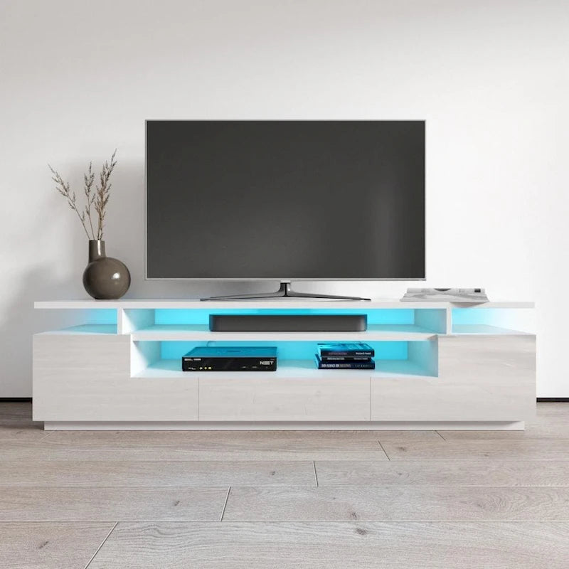 Meuble TV haute brillance Strick & Bolton Sparkes de 195 cm avec éclairage LED
