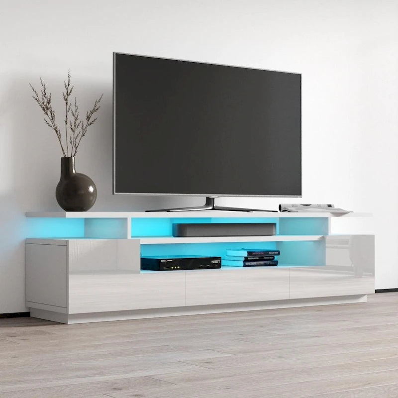 Meuble TV haute brillance Strick & Bolton Sparkes de 195 cm avec éclairage LED