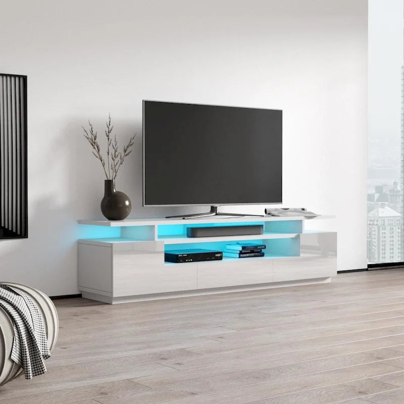 Meuble TV haute brillance Strick & Bolton Sparkes de 195 cm avec éclairage LED