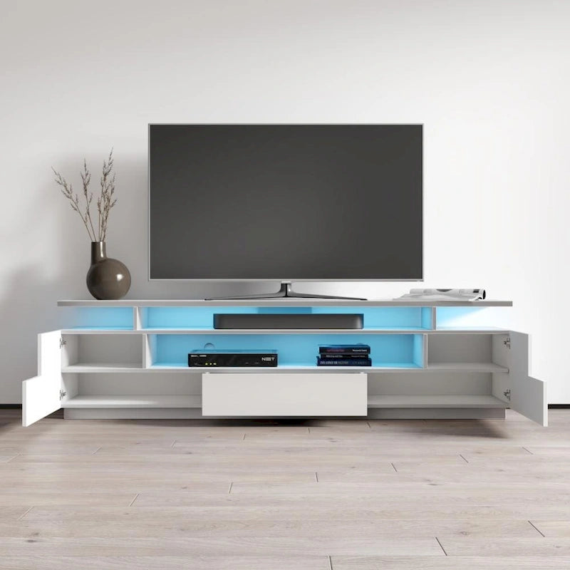 Meuble TV haute brillance Strick & Bolton Sparkes de 195 cm avec éclairage LED