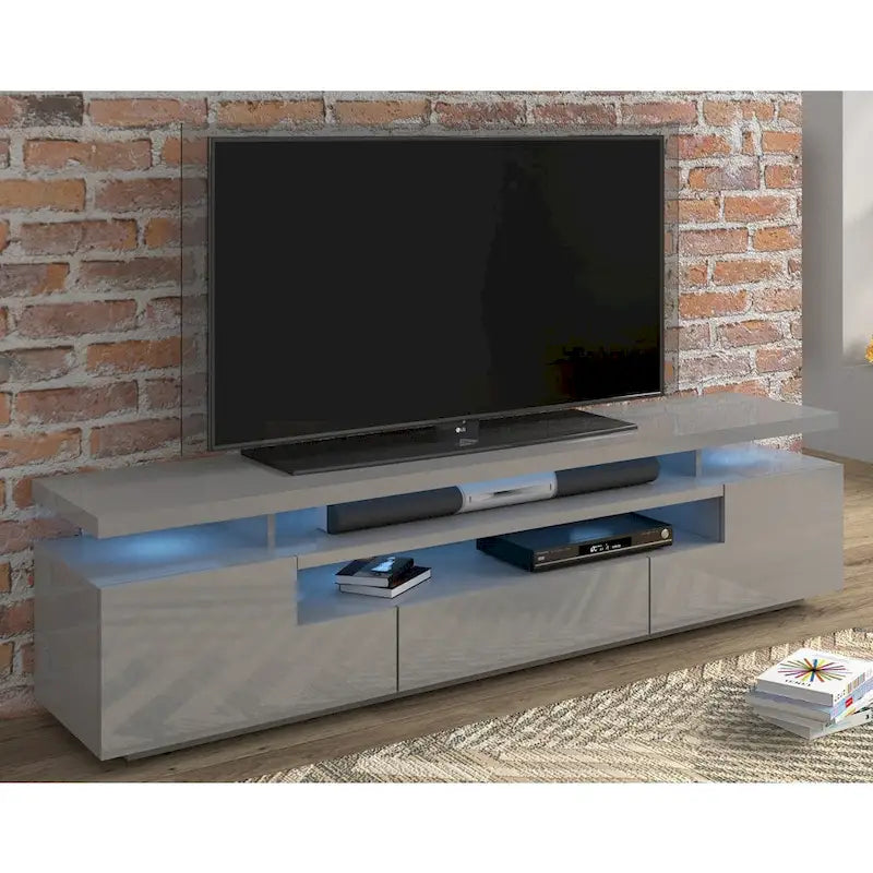 Meuble TV haute brillance Strick & Bolton Sparkes de 195 cm avec éclairage LED