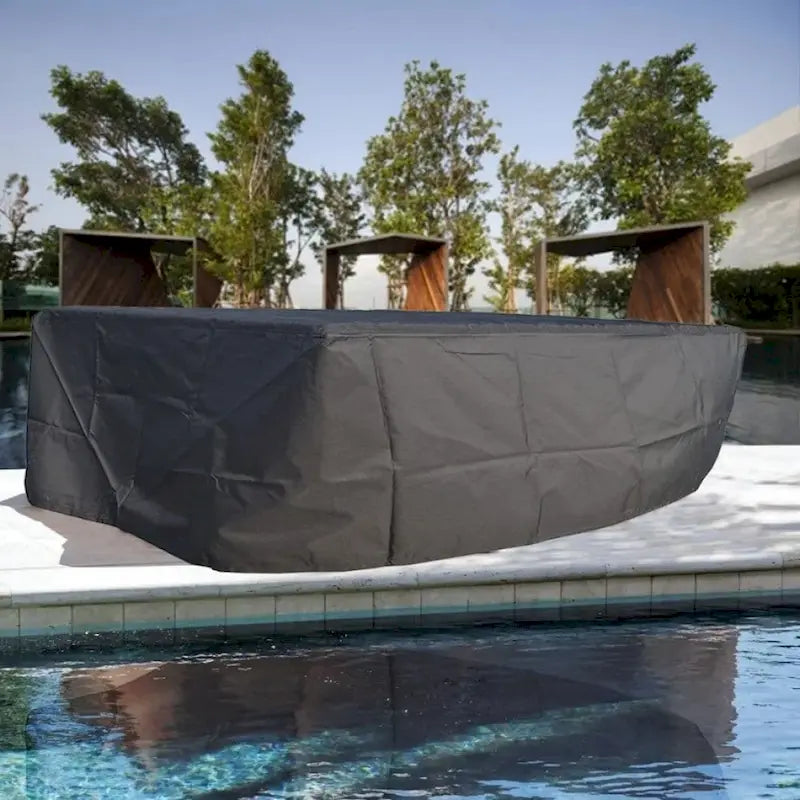 Moda Ensemble de canapé en osier 6 pièces Meubles de section extérieure (avec housse de pluie) - 2,7 m x 3,6 m