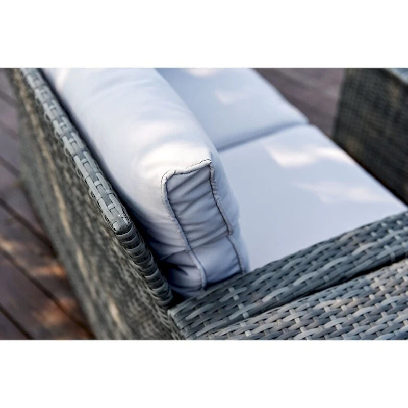 Moda Ensemble de canapé en osier 6 pièces Meubles de section extérieure (avec housse de pluie) - 2,7 m x 3,6 m