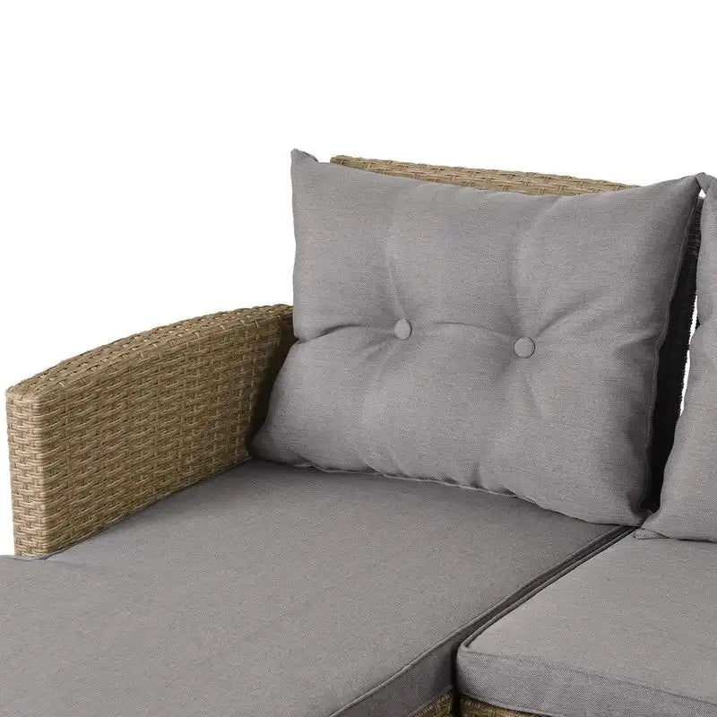 Canapé d'angle de terrasse en osier 4 pièces avec coussins d'assise