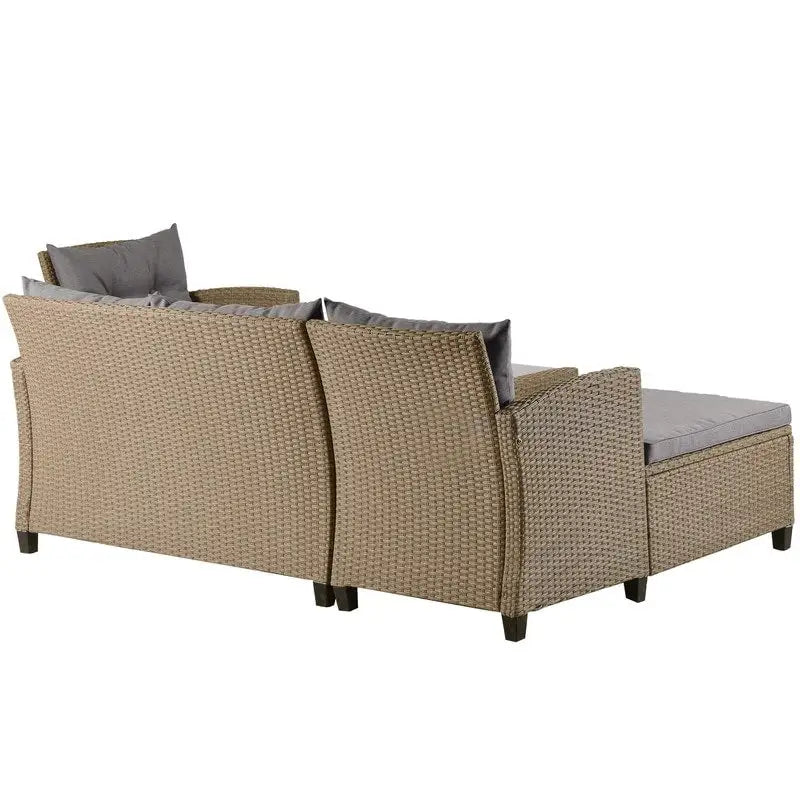 Canapé d'angle de terrasse en osier 4 pièces avec coussins d'assise