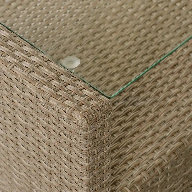Canapé d'angle de terrasse en osier 4 pièces avec coussins d'assise