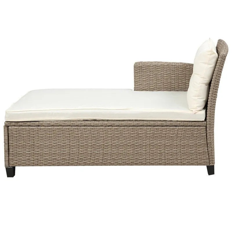 Canapé d'angle de terrasse en osier 4 pièces avec coussins d'assise