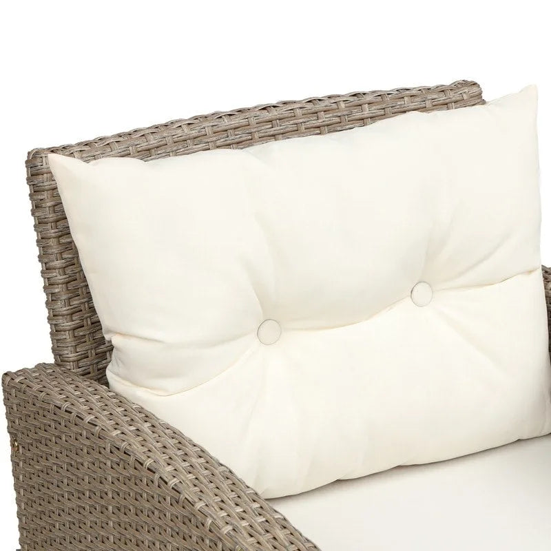 Canapé d'angle de terrasse en osier 4 pièces avec coussins d'assise