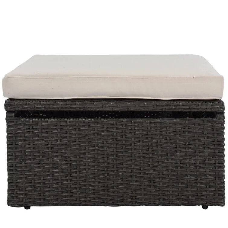 Lit de repos rectangulaire pour terrasse extérieure avec auvent rétractable et coussins