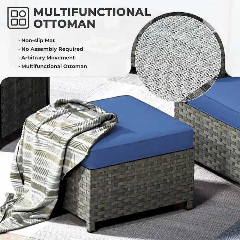 HOOOWOOO 10-piece Outdoor Furniture Rattan Sectional Set with Fire Pit Table.