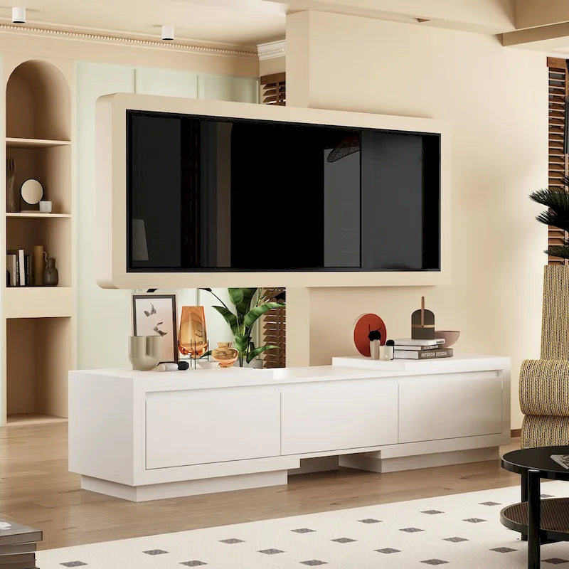 Meuble TV extensible rétractable pour centre de divertissement en tissu stretch