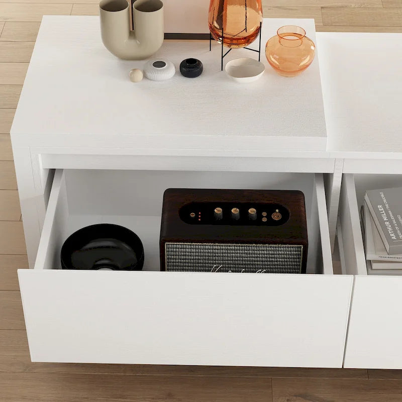 Meuble TV extensible rétractable pour centre de divertissement en tissu stretch