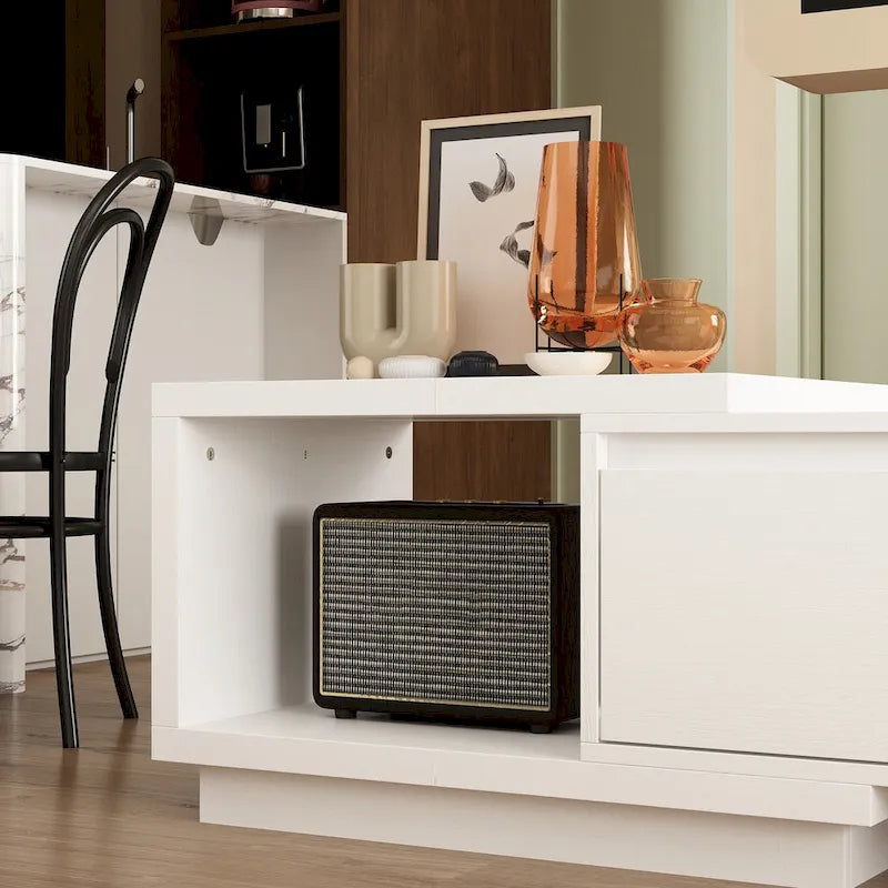 Meuble TV extensible rétractable pour centre de divertissement en tissu stretch