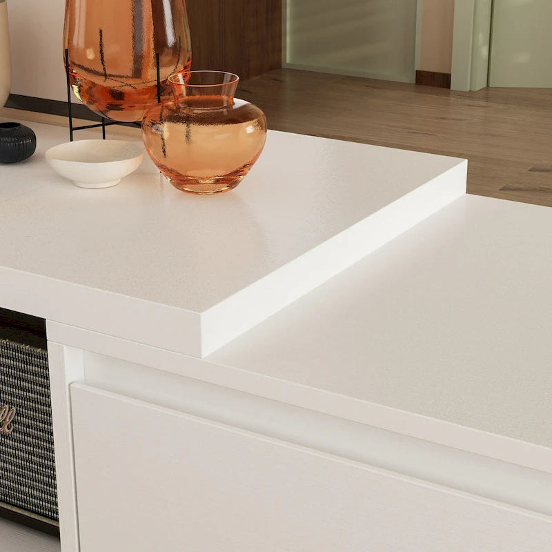 Meuble TV extensible rétractable pour centre de divertissement en tissu stretch