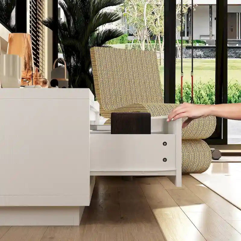 Meuble TV extensible rétractable pour centre de divertissement en tissu stretch